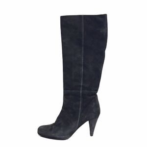 Vera Pells Grey Suede Italian Knee High Heeled Boots Size 38